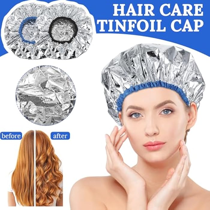 cobee 4 Pcs Heat Cap for Deep Conditioning, Thickened Aluminum Shower Cap Steam Cap, Reusable Conditioning Processing Caps for Hair for Home and Salon Dyeing Use(4 Pcs) - Image 5